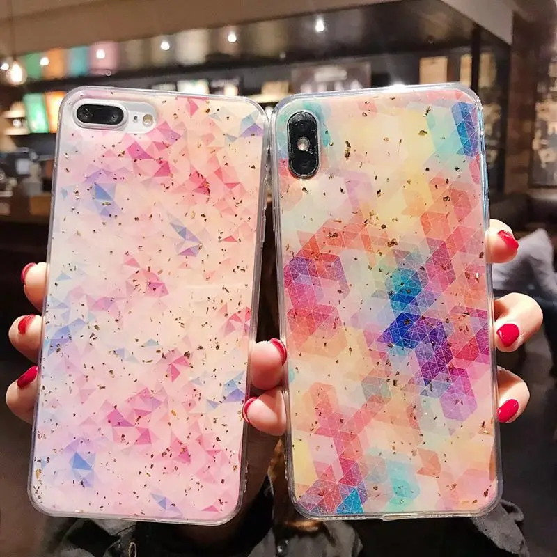 

Luxury Gold foil marble phone case For iphone Xs Max XR X Colorful shockproof full back Case For iphone 6 6S Plus 7 8 Plus cover