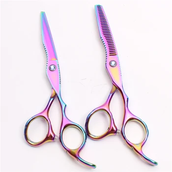 

6" 17.5cm Engraving Logo Multi-Color Thinning Scissors Cutting Shears SBeauty Tools Professional Hairdressing Scissors Set C1011