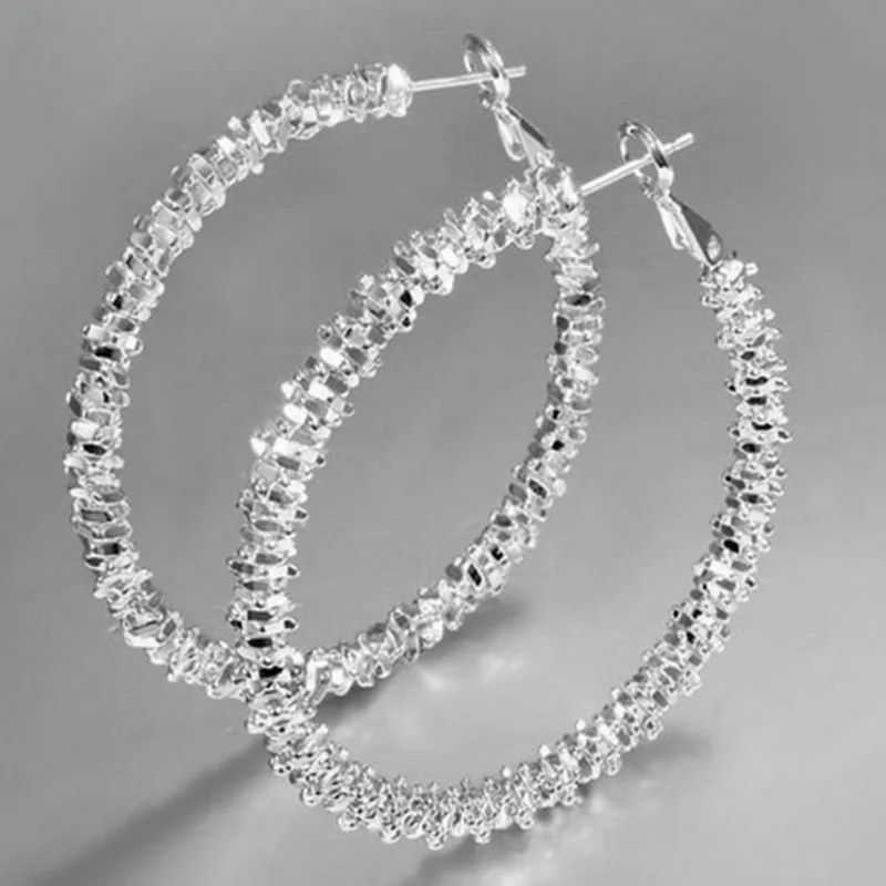 

New Design Fashion Charm Austrian crystal hoop earrings Geometric Round Shiny rhinestone big earring jewelry women