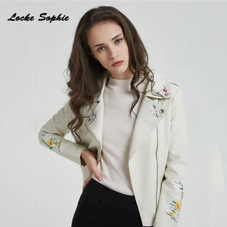 Women Plus size short jacket blazers 2019 Autumn PU leather Splicing faux fur Embroidery Jacket ladies Skinny locomotive blazers