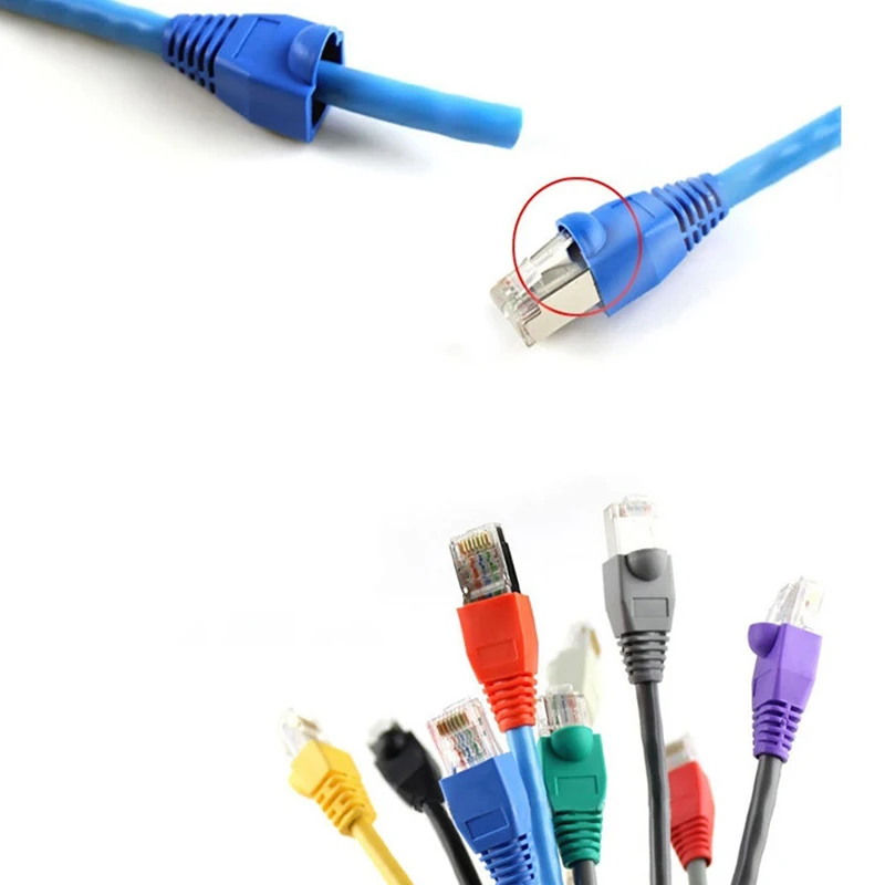 

100pcs Bule rj45 Cat5 Cat6 Network Boots Cover Ethernet Cable Connector Caps RJ 45 Sheath Cat 6 Protective Sleeve Multicolor
