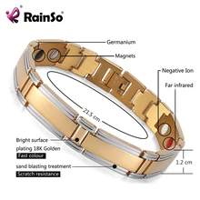 RainSo мужские браслеты модные украшения из нержавеющей стали здоровье Био энергия германий магнитные браслеты для артрита