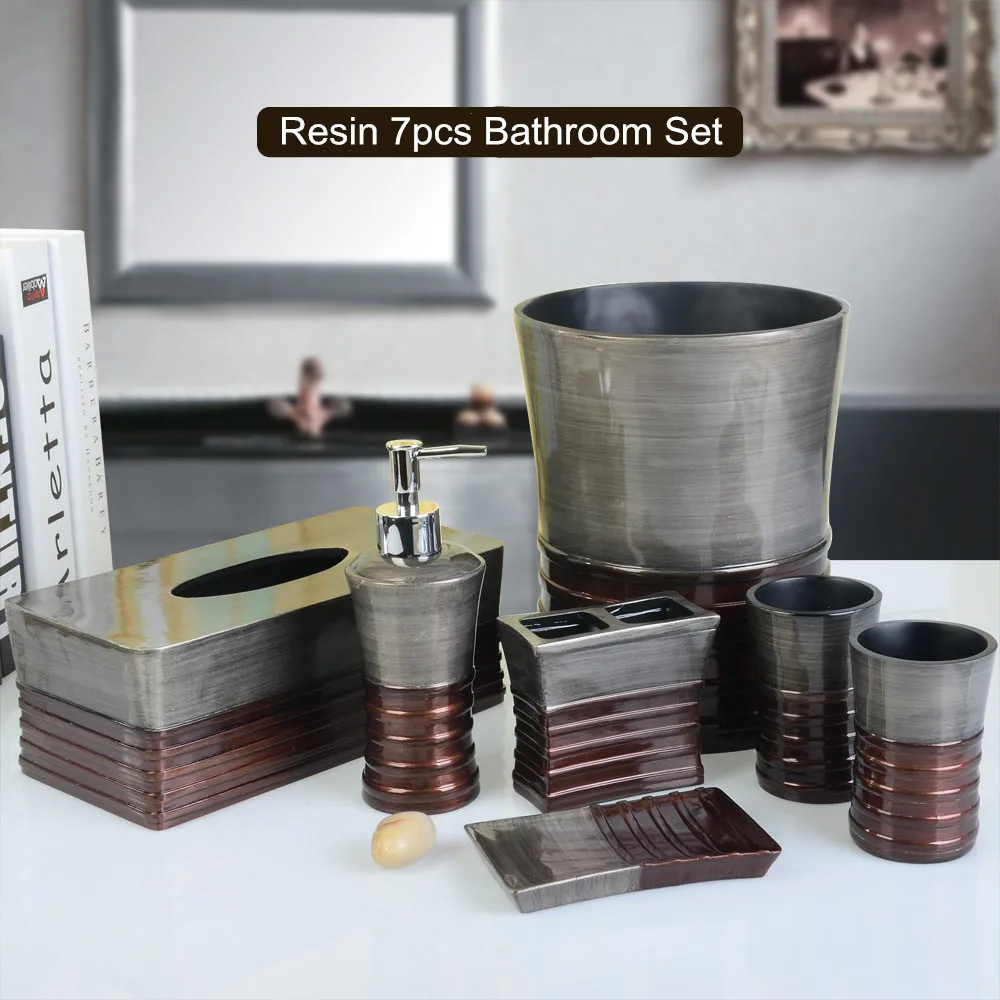 New Resin Bathroom Set Seven pieces Bathroom Accessories Set Toothbrush