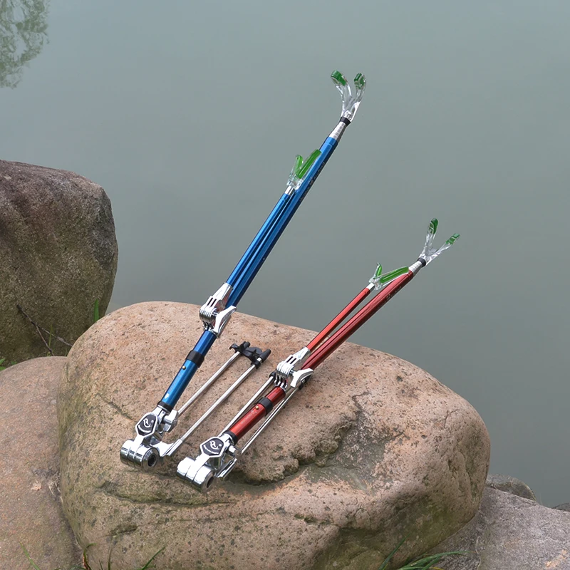 الألومنيوم سبائك الفولاذ SteelSwingable تلسكوبي الصيد قضيب دعامة حامل الأزرق والأحمر ملحقات صيد سمك أداة يمكن طيها