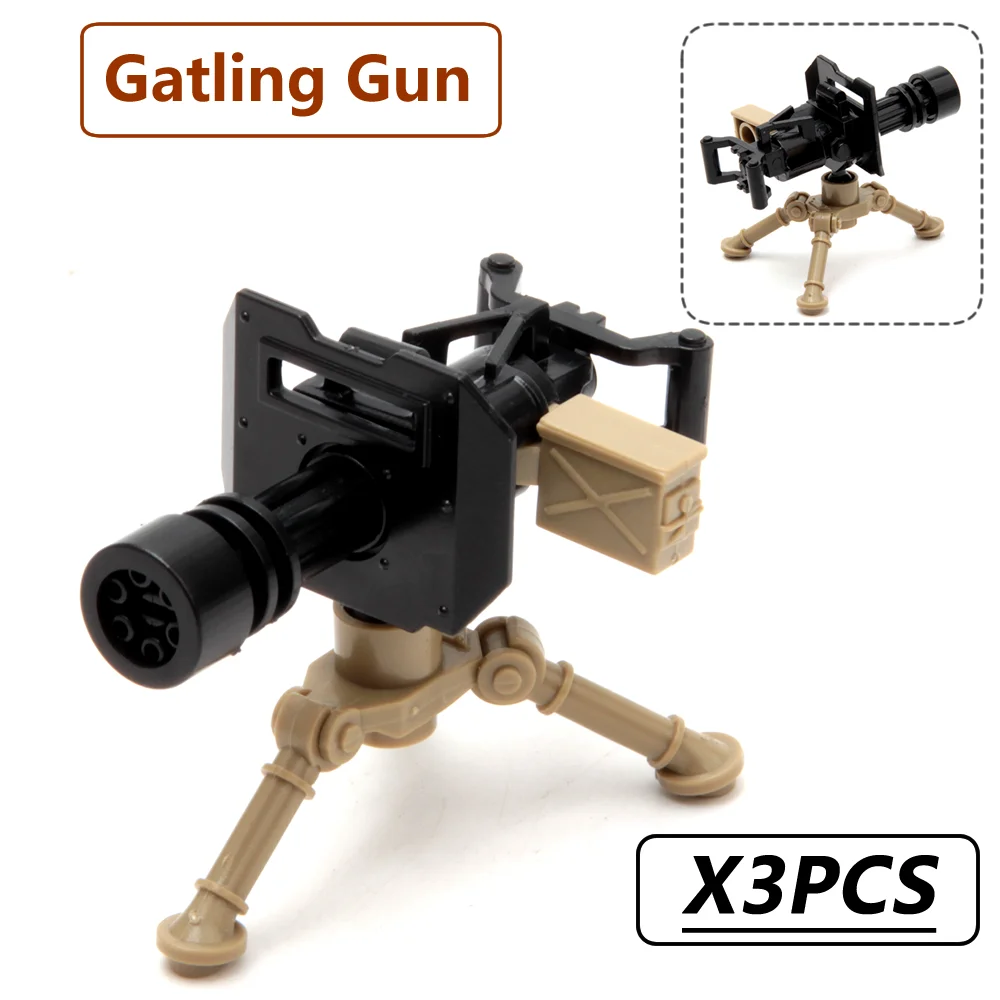 

3pcs/lot Block WM2 Weapon AK Gun Gatling M2 Heavy Bazooka Army anti-Tank Military Model Building Bricks Tripod Toys for Children