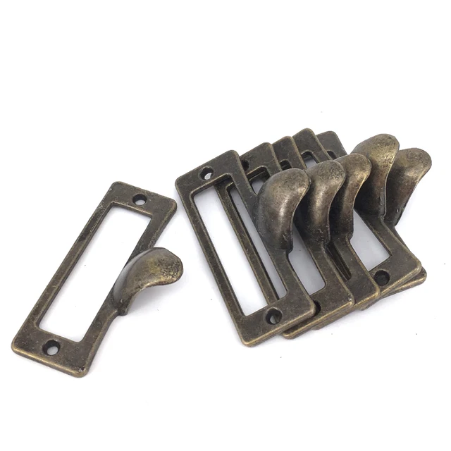 55mm Antique Brass Cabinet Handle Vintage Card Holder Drawer Pull 55mm antique brass cabinet handle vintage Card Holder Drawer Pull Label Frames holders - 55mm Antique Brass Cabinet Handle Vintage Card Holder Drawer Pull