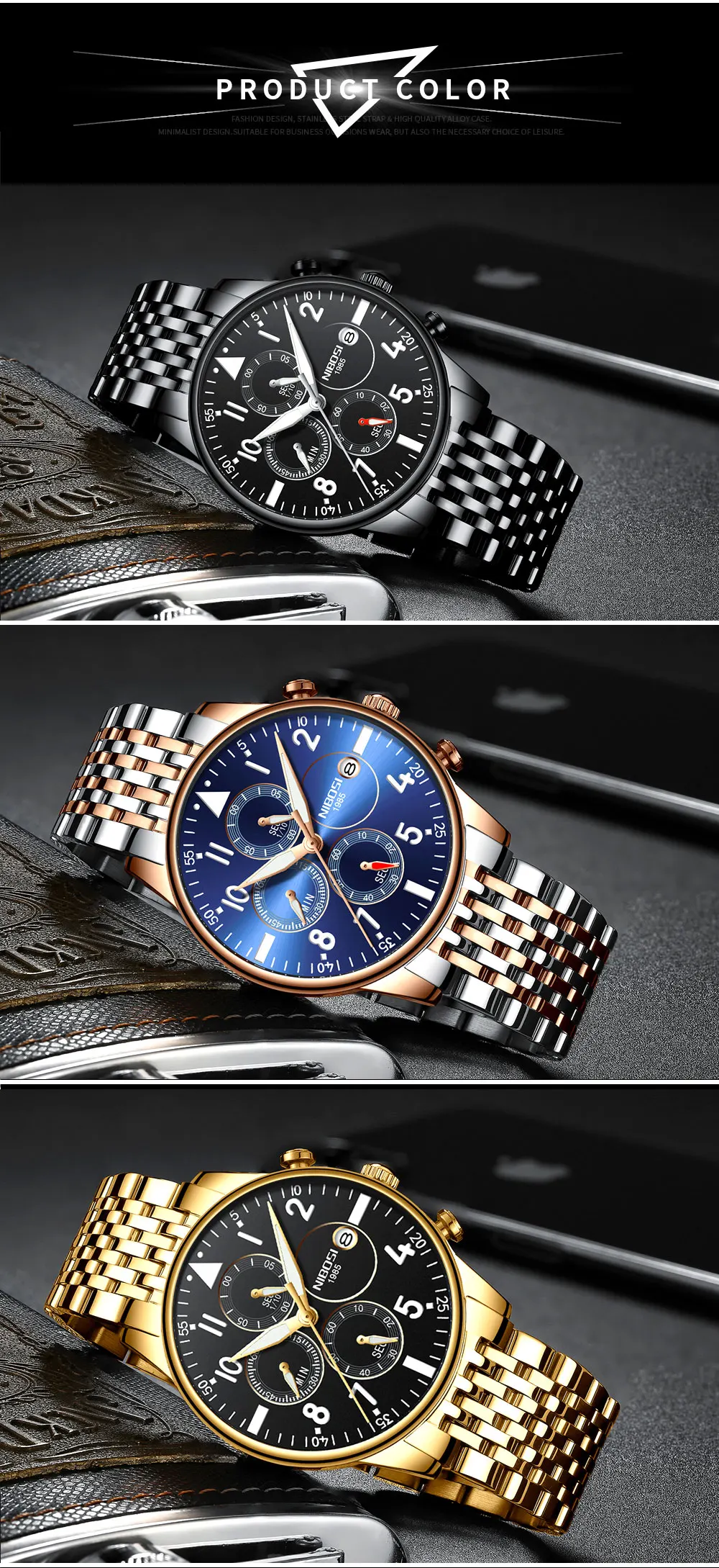 Rologios Masculinos NIBOSI Mens Watches Top Luxury Brand Mens Steel Bracelet Quartz Watch Analog Wristwatch Waterproof Saat (8)