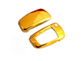 

Gold Plated Chrome Remote Flip Key Cover Case Skin Shell Cap Fob Protection Hull S Line for Audi A3 A4 A6 Q5 Q7 TT R8