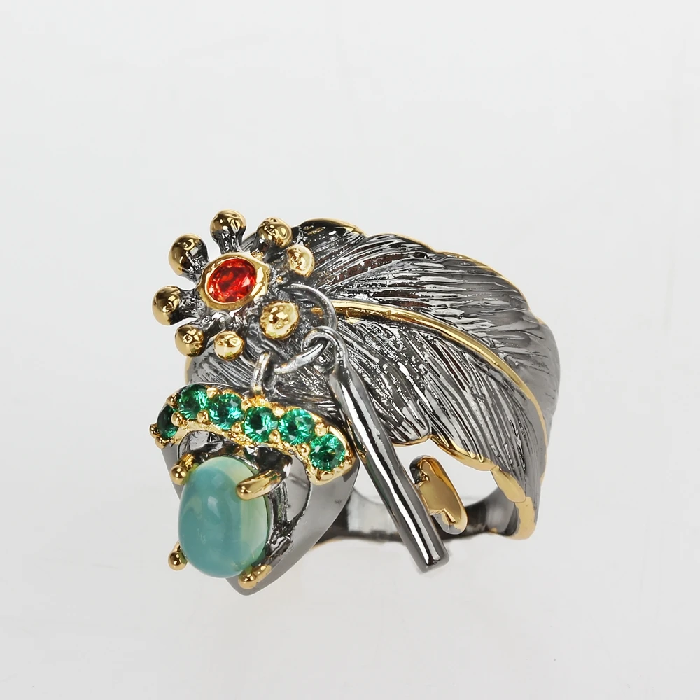 WA11671 key charms women wedding rings black gold blue opal (8)