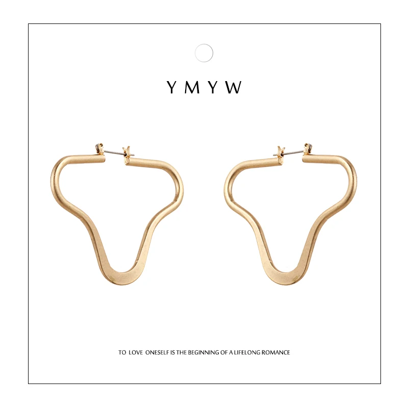 

YMYW 2018 New Trendy Women Earrings Simple Personalized Punk Irregular Geometric Stud Earrings Copper Charm Party Gift Jewelry