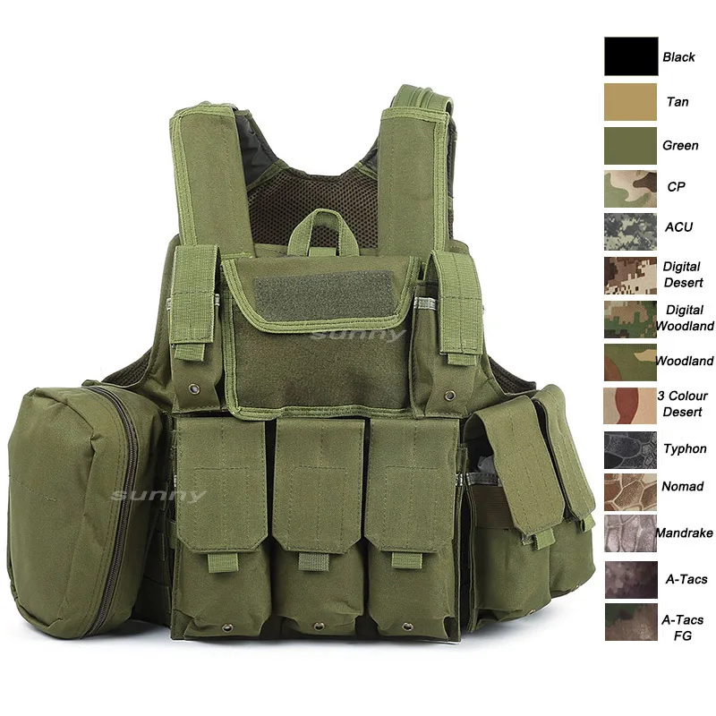 Green Спорт на открытом воздухе страйкбол снаряжение Molle Сумка переноска Камуфляж Тела бронежилет Боевая штурмовая грудь Установка тактический Molle жилет - Цвет: Green