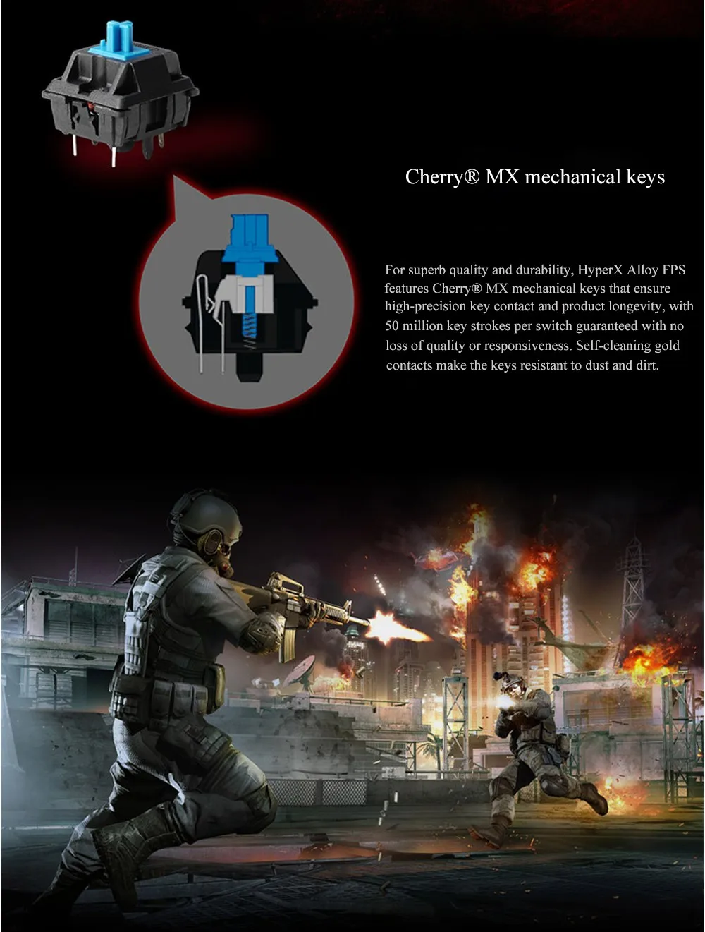 Kingston HyperX Alloy FPS Mechanical Keyboard with USB Charging Port  Solid Steel Frame Cherry MX Ergonomics Gaming Keyboards (3)