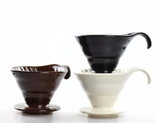 Best Price Free Shipping Ceramic Coffee Dripper Brown/White/Black Send 40 Pcs Filters free