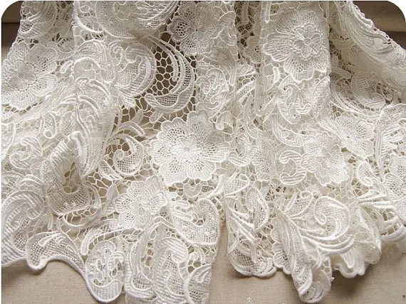 

African Lace Fabric Chic White Crocheted Nigerian Lace Material Guipure lace Fabric For Woman Dress, Costume Design, Home Decor