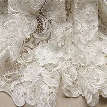 Африканская кружевная ткань Шикарный белый вязаный нигерийский кружевной материал для женщин платье, костюм дизайн, домашний декор