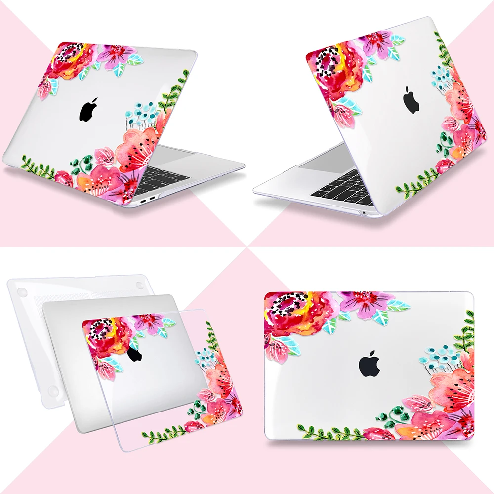 Жесткий чехол Redlai с цветочным принтом для Apple Macbook Pro retina 12 13,3 15,4 Air 11 13 дюймов Pro 13 15 Touch bar A2159