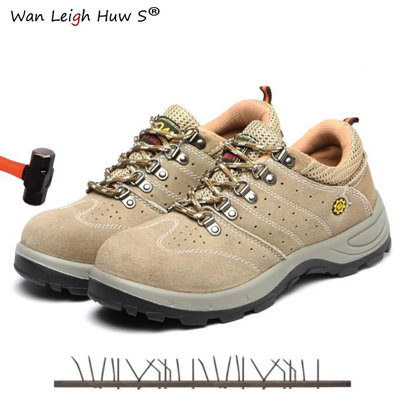 

2019 Steel Toe Cap Shoe Men Spring Leather Breathable Labor Insurance Puncture Proof Casual Boots Mens Safety Work Shoes
