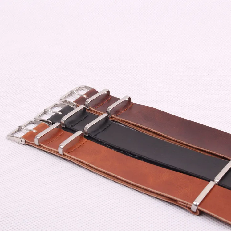 

18mm 20mm 22mm 24mm NATO Brown black PU/Faux Leather Wholesale Watchbands Casual Watch Strap Wristwatch Band Buckle 22mm Belts