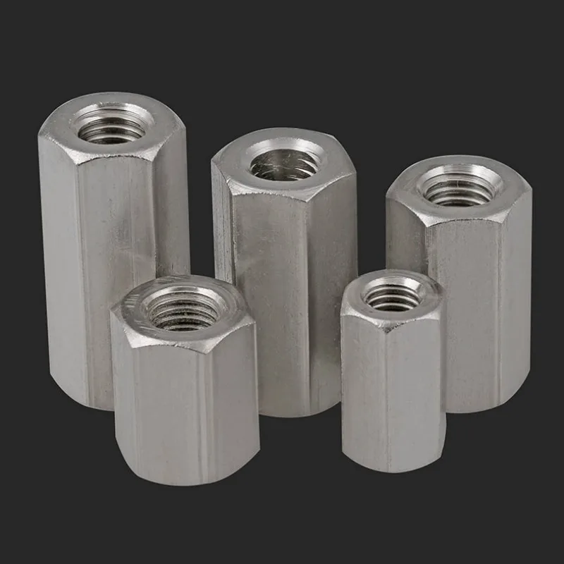 

2PCS M6 M8 M10 304 Stainless Steel Long Thick Hex Nut Enlarged Screw Connector Nut