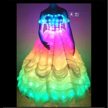 TC-56 Full color LED colorful light women costumes party skirt ballroom dance Snow White wedding dress cloth programming design