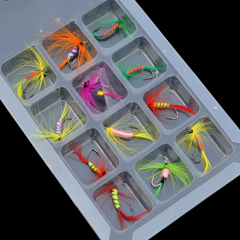 

Fly Fishing Flies 12pcs/set Fly Fishing Tying Insect with Hooks Salmon Trout Dry Fly Fishing Artificial Lure Mixed Color