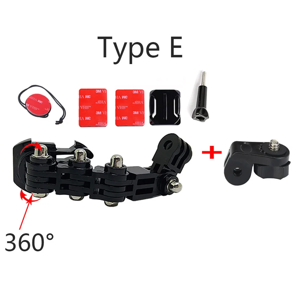 TUYU 4 способа поворотный стол Пряжка крепление база мотоциклетный шлем кронштейн для SJ4000 Xiaomi Yi 4K GoPro HERO 6 5 4 Session eken H9 H6S - Цвет: Type E