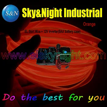 

2017 Hot Item Orange-10M EL Wire/EL Welt Wire/EL Skirt Wire With 8AA Inverter +Free Shipping