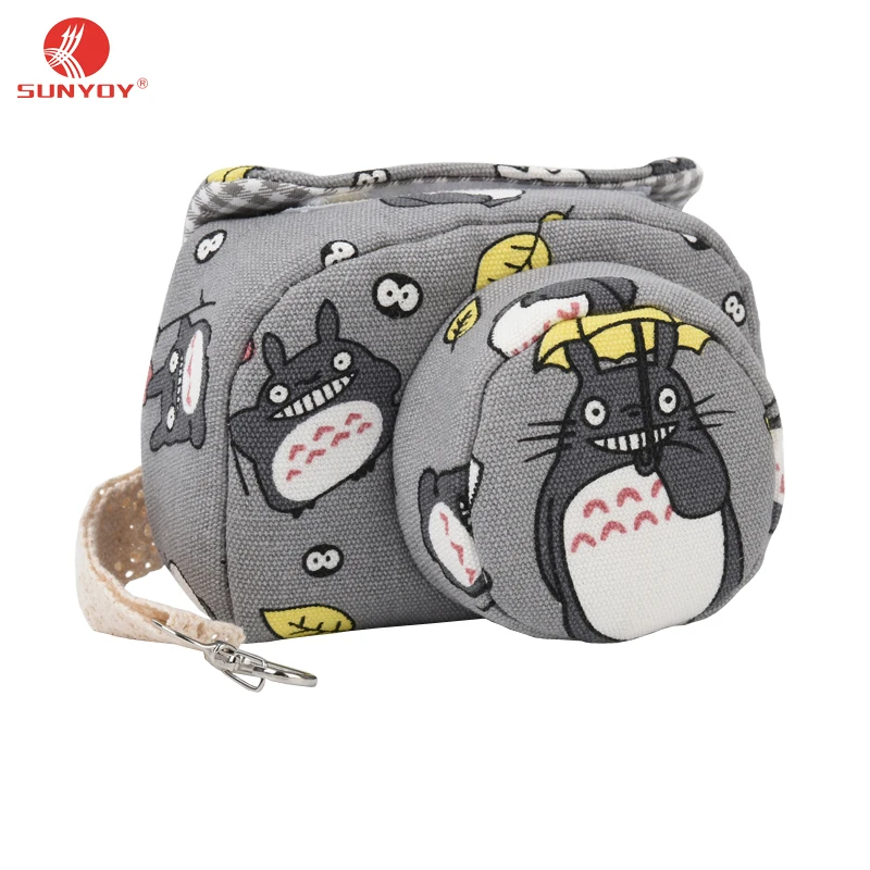 Goede Leuke Totoro Cartoons Patroon Canvas Camera Tas Voor Sony A5000 A5100 A6000 A6300 met 16 50mm lens, voor Canon EOS M3 M10