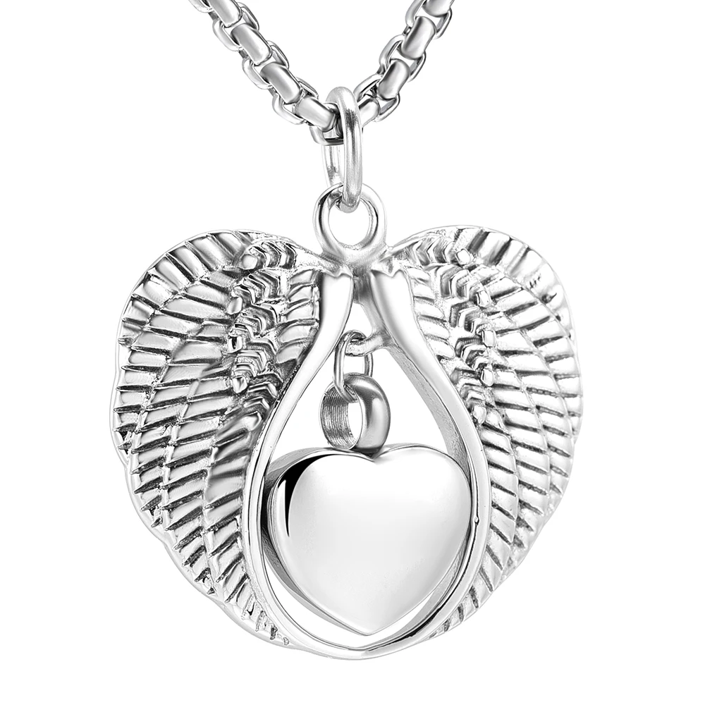 JJ001 FREE Engraving Angel Wing Hold Heart Cremation Urn