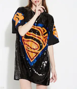 

Kpop Cotton Sequined Solid Sale New Tumblr Korean Free Shipping 2020 Trend Sequins T-shirt Large Size Shirt Women