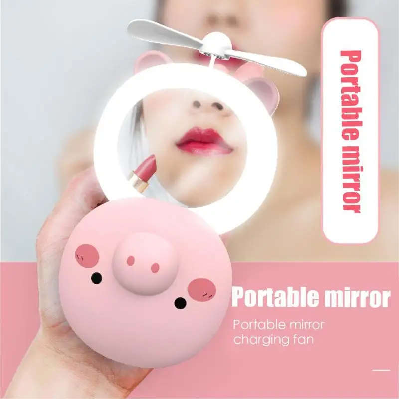 

LED Camera Flash Fill Light Makeup Mirror Pocket Cartoon Pig Fan USB Charging with LED fill light Phone Camera Photo Flash Light