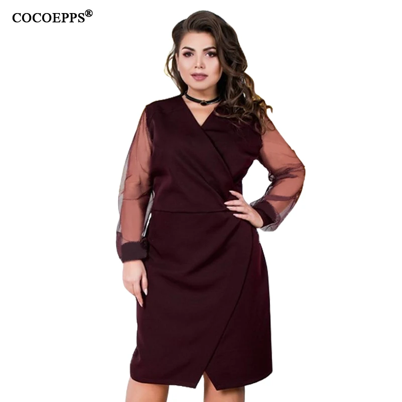 COCOEPPS женское платье 5XL 6XL плюс Размеры сарафан Кружева Sexy bodycon Повседневная одежда