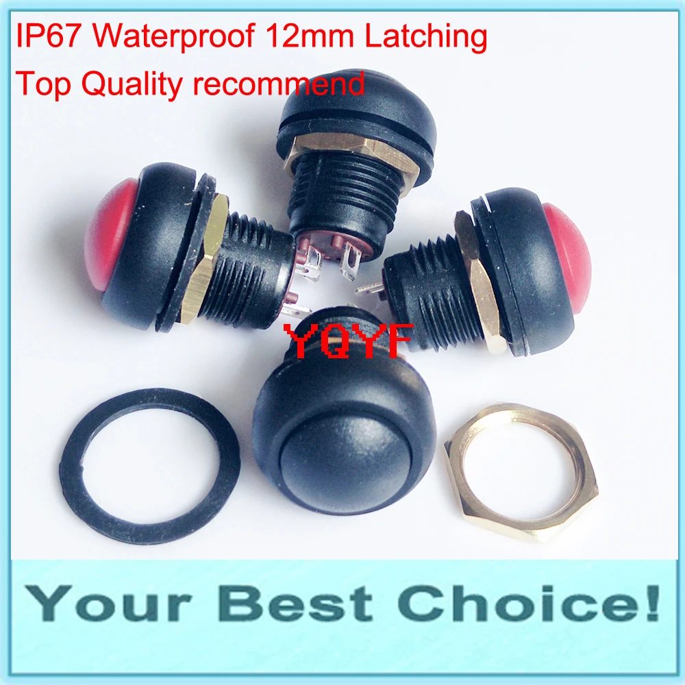 

5pcs/Lot 12mm Latching ON-OFF IP67 Waterproof Plastic Push Button Switch
