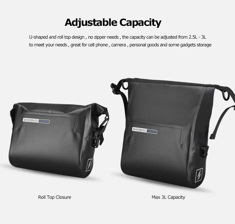Top Sahoo 111361-SA Full Waterproof 3L Mountain Road Cycling Bike Bicycle Handlebar Bag Pannier Pouch Basket Dry Bag Shoulder Strap 1