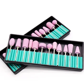

12pc Quartz Nail Grinder Replace Heads Nails Grinding Machine Replaceable Head Set Nail Art Polish Drill Bits Kit With Box Case