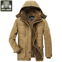 AFS JEEP Зимняя парка куртка мужская Толстая теплая ветровка Парка мужская с капюшоном воротник съемная флисовая верхняя одежда с подкладкой Большие размеры M-6XL