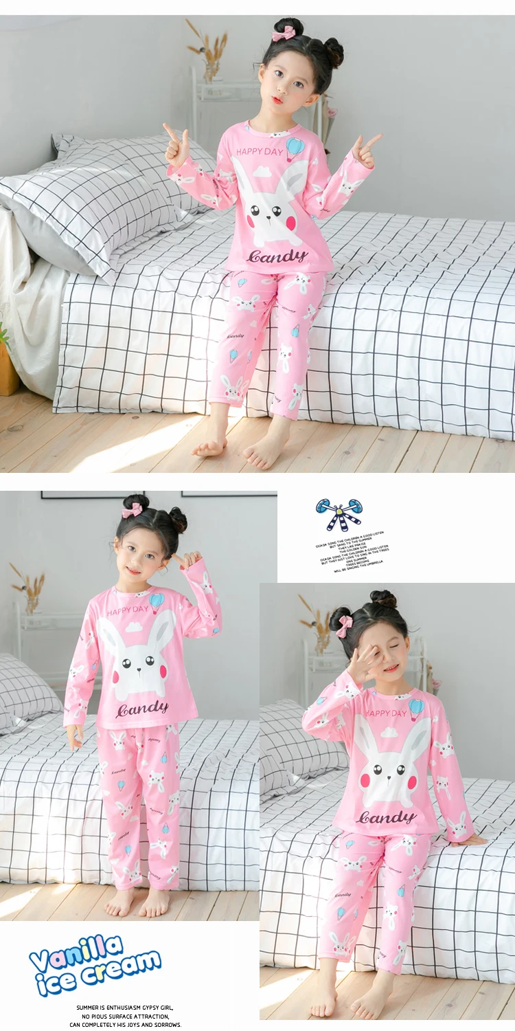 New Arrivals Autumn Winter Girl Pajamas Set Baby Long Sleeved Sleepwear Suit Big Girls Nightwear Pants Girl Tops Kids Gift