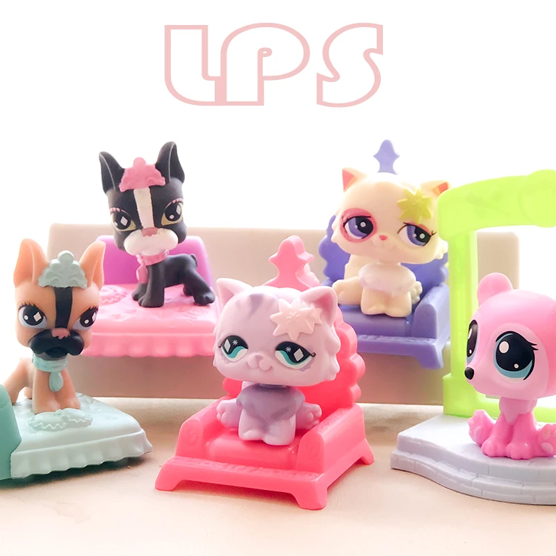 

FGHGF LPS Pet shop Dog Cat with Sofa bed Aaccessories Collection Rare Figure Collie Animals Loose Cute Kid Toys Y18090401