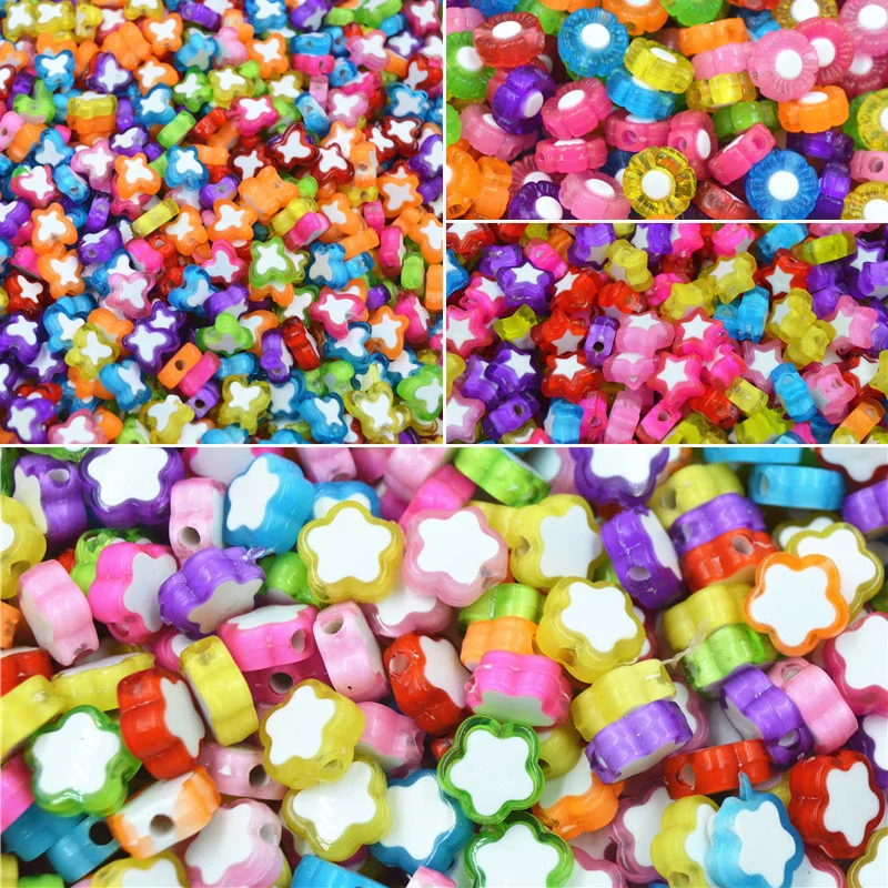 

Fashion 100pcs Colorful Butterfly Star Flower Children Girls DIY Beads For Necklace Bracelets Anklets Loose Beads
