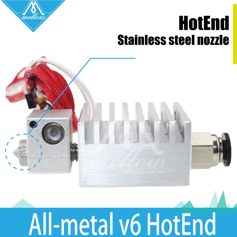  All-metal v6 HotEnd  Thermal head nozzle print head Chimera extruder with Wires upgrade Full Kit for 1.75mm 3D printer 