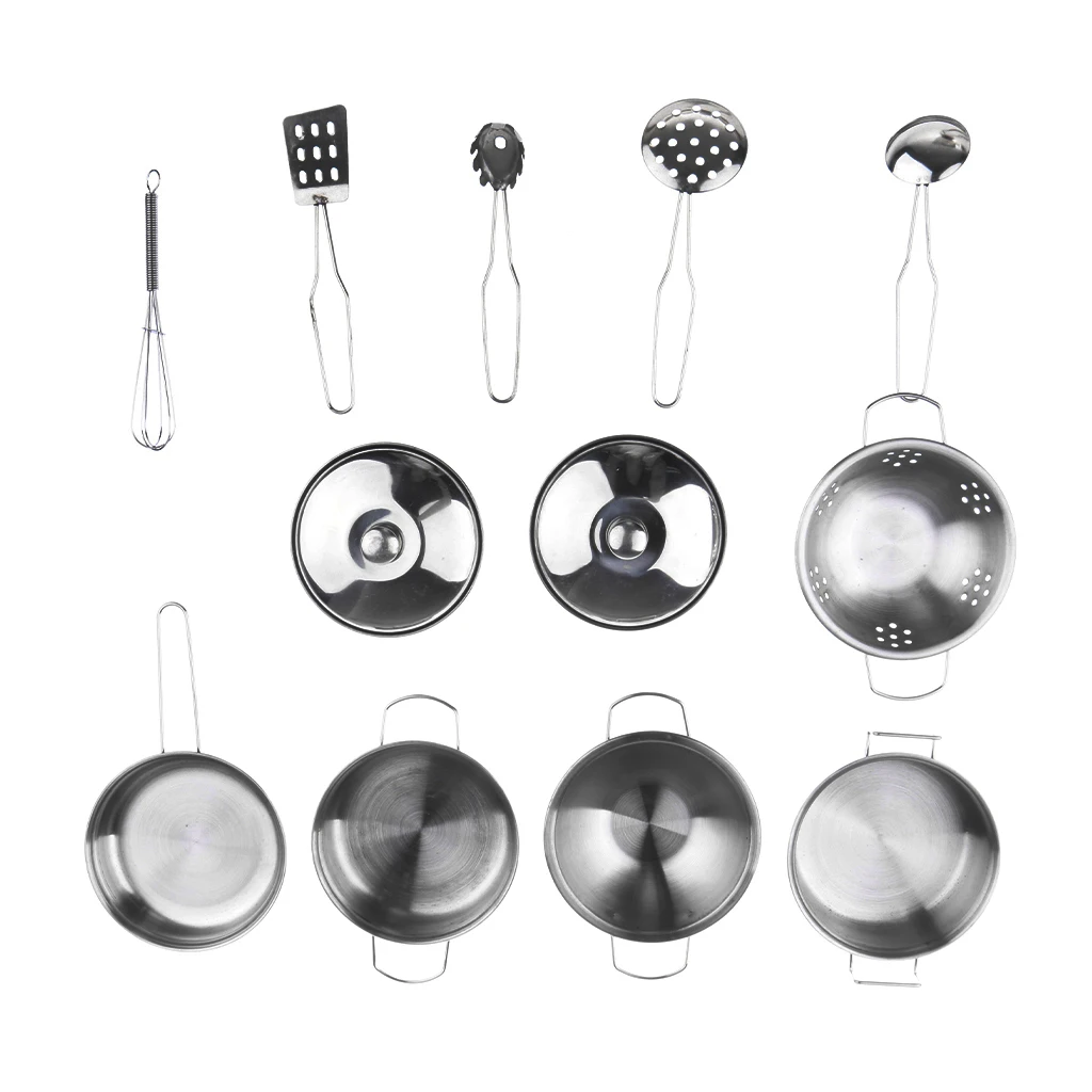 Kids Kitchen Metal Cookware Playset, All Purpose Kitchen Cooking Tool Set - C, 12pcs/Set