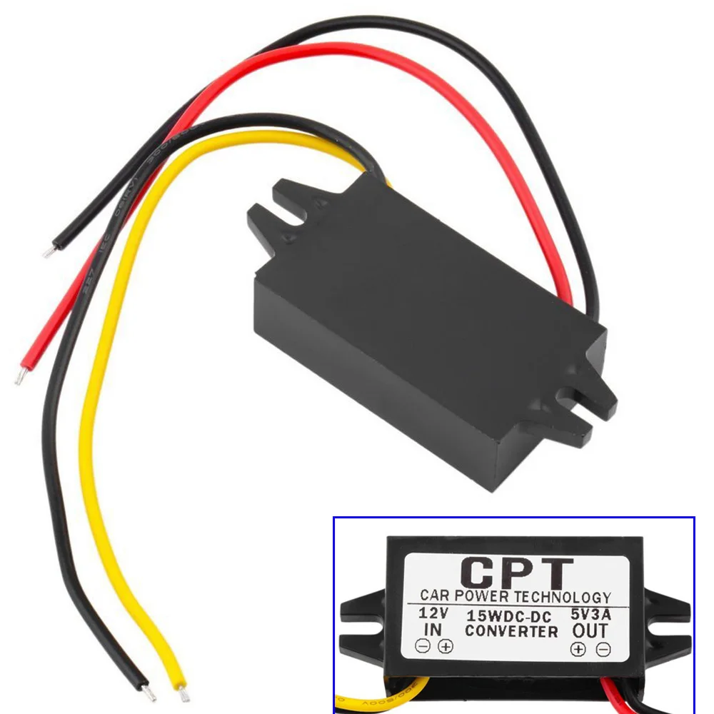 Водонепроницаемый конвертер постоянного тока шаг вниз от 12 В до 5 В пост 3A 15 Вт автомобильный Питание регулятор прост в установке
