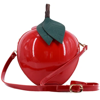 

Women Red Circular Shape Shoulder Bag Crossbody Bags for women Fashion Messenger Bags Leaves Mini Bags sac a main bolsa