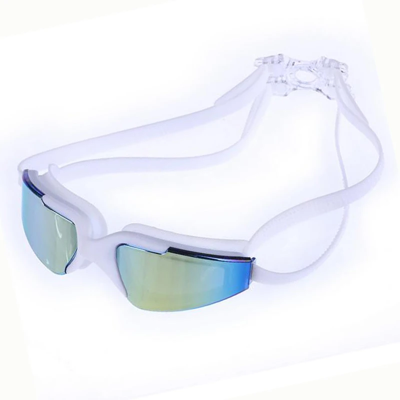 Красочные профессиональные гальванические водонепроницаемые анти туман УФ Защита бассейн плавательные зажимы из мягкого силикона защитные очки, очки - Цвет: Белый