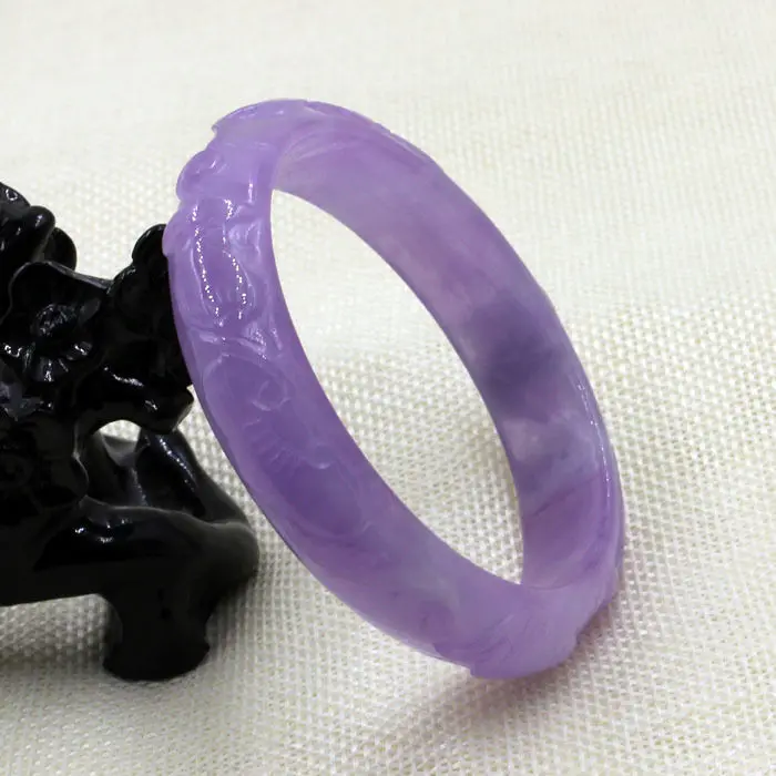 

59mm Vintage China Hand-carved Lavender Purple Jadeite Jade Bracelet Bangle 1092