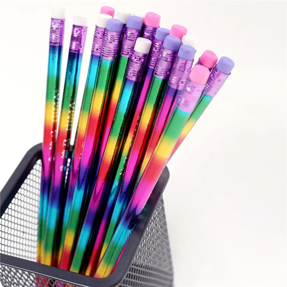 New Rainbow Pencil Wood Environmental protection Pencil Bright color Appearance Pencil school office writing Pencil 4