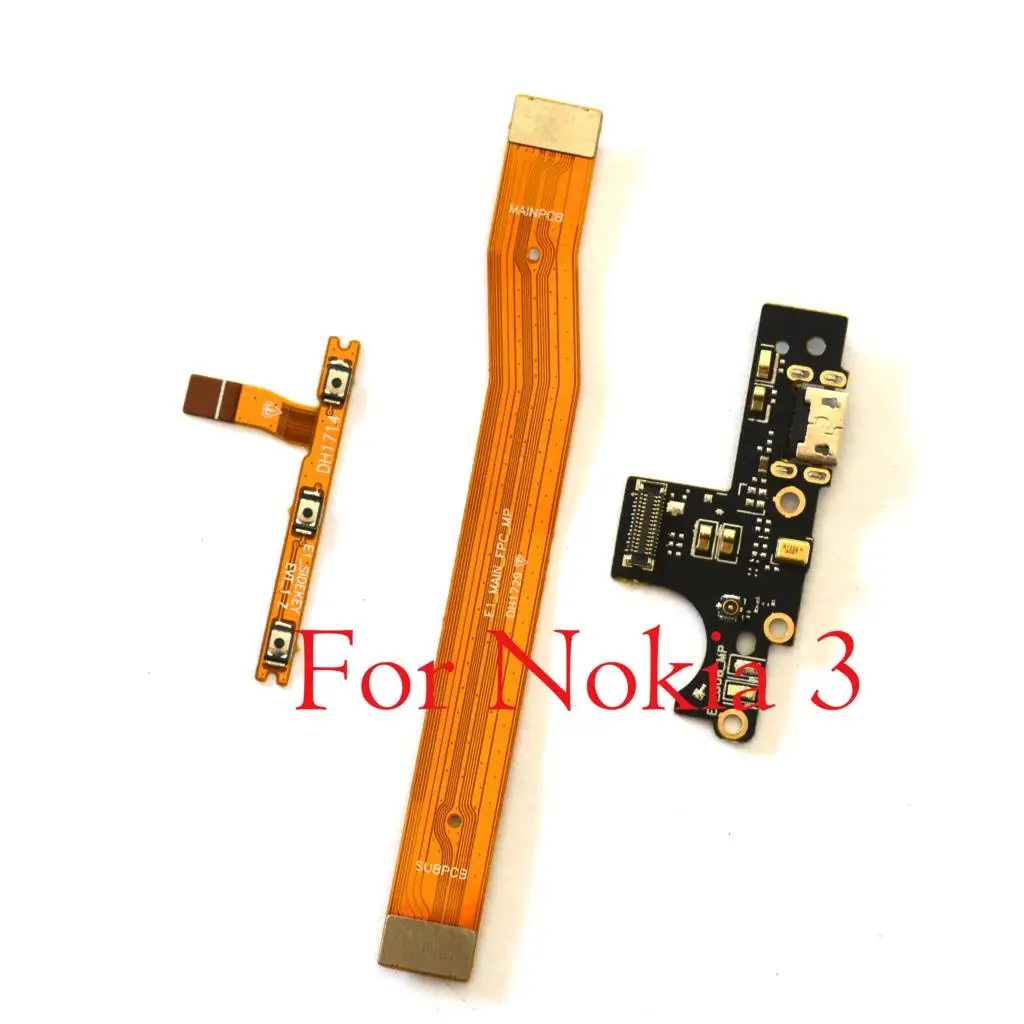 

power volume strip button main board connector USB type C charging charger flex cable microphone For Nokia 3 Nokia3