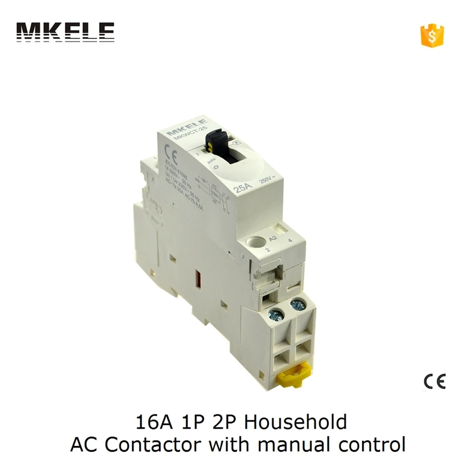 CT 16A 2P din-рейка обмотка контактора AC 220V 110V 24V с ручным управлением Модуляризация 2NC