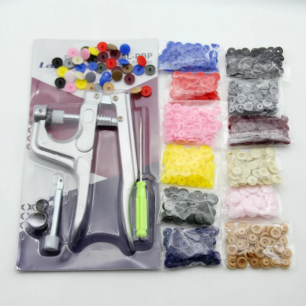 

U Shape Fastener Snap Pliers 150 Set T5 12mm Round Plastic Resin Buttons Fastener Press Stud Baby Clothes Machine Sewing Tools