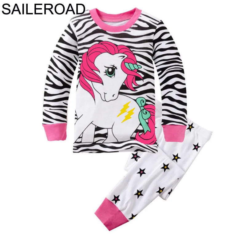 SAILEROAD Fall Pajamas Unicorn for Children Cotton Child Girls Unicorn